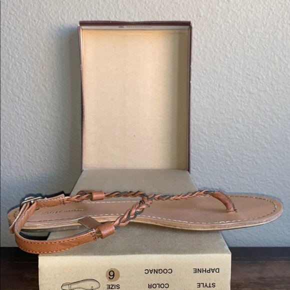 Zigi Soho Daphne Cognac Tan & Brass Chain Braided Sandals Size 6 - Picture 8 of 12